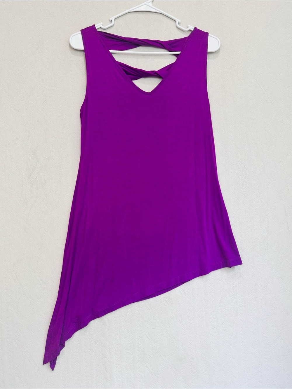 Ruby Ribbon Purple Asymmetrical Tank Top Sz M Twisted Back